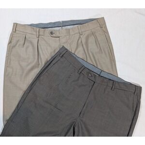 Lot of 2 100% Italian Wool Dress Pants J Hilburn Made in Portugal 38x31 Hip 44